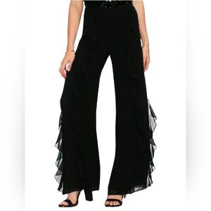 Vince Camuto Womens Ruffle Detail Sheer Casual Wide Leg Pants (12)